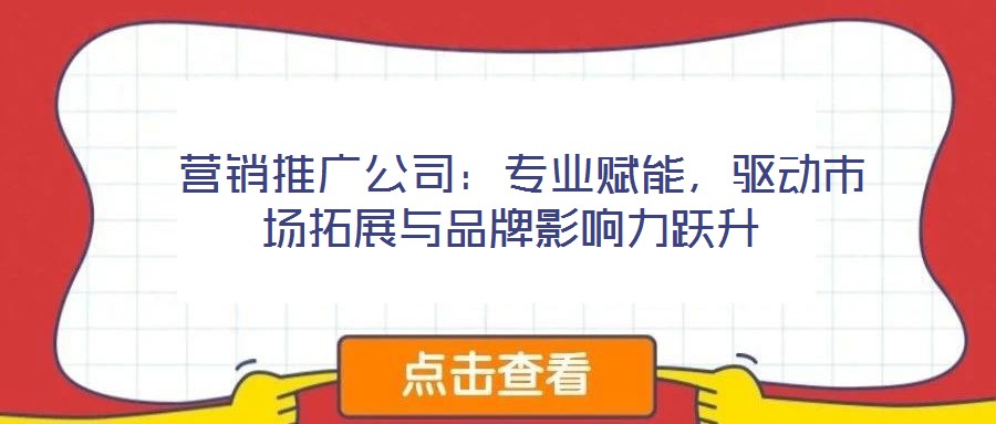  營(yíng)銷推廣公司：專業(yè)賦能，驅(qū)動(dòng)市場(chǎng)拓展與品牌影響力躍升