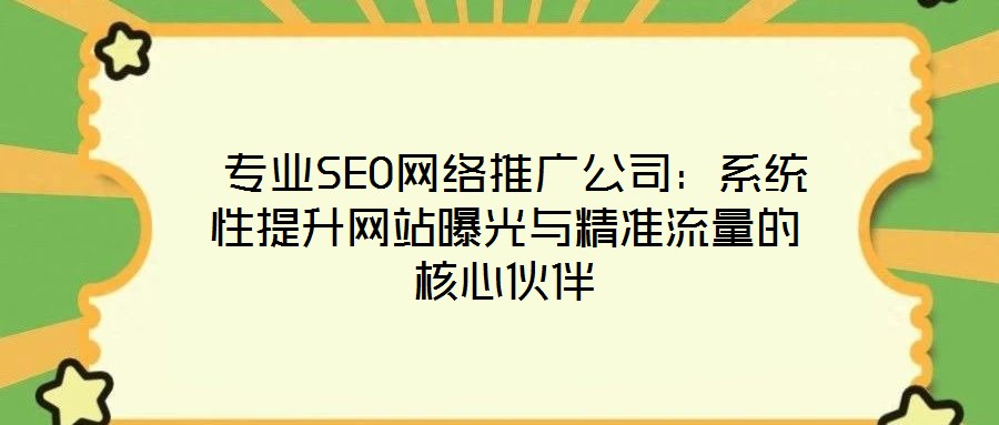  專業(yè)SEO網(wǎng)絡(luò)推廣公司：系統(tǒng)性提升網(wǎng)站曝光與精準流量的核心伙伴