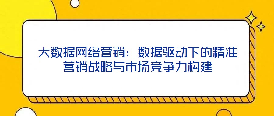 大數(shù)據(jù)網(wǎng)絡營銷：數(shù)據(jù)驅動下的精準營銷戰(zhàn)略與市場競爭力構建
