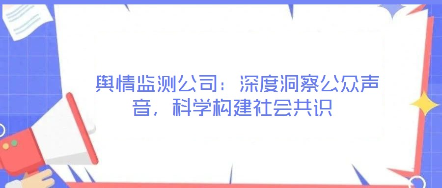  輿情監(jiān)測(cè)公司：深度洞察公眾聲音，科學(xué)構(gòu)建社會(huì)共識(shí)