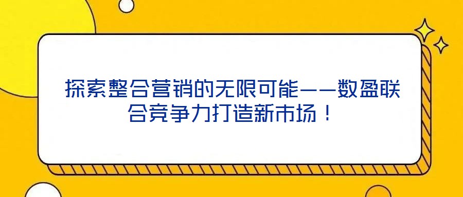 探索整合營(yíng)銷(xiāo)的無(wú)限可能——數(shù)盈聯(lián)合競(jìng)爭(zhēng)力打造新市場(chǎng)！
