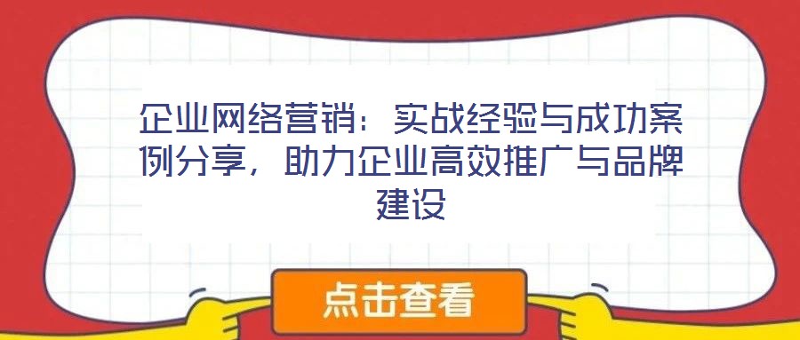 企業(yè)網(wǎng)絡(luò)營(yíng)銷：實(shí)戰(zhàn)經(jīng)驗(yàn)與成功案例分享，助力企業(yè)高效推廣與品牌建設(shè)