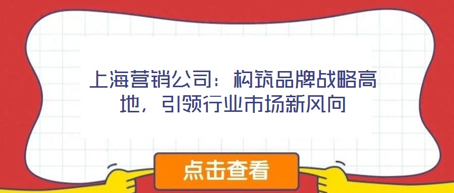 上海營銷公司：構(gòu)筑品牌戰(zhàn)略高地，引領(lǐng)行業(yè)市場新風(fēng)向