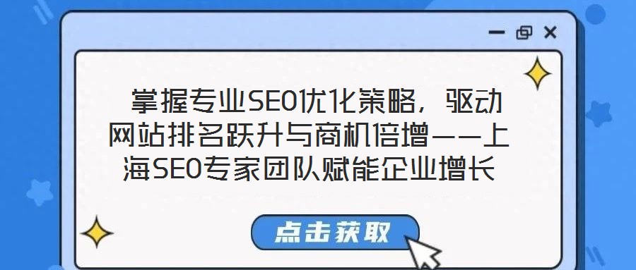  掌握專業(yè)SEO優(yōu)化策略，驅(qū)動網(wǎng)站排名躍升與商機倍增——上海SEO專家團隊賦能企業(yè)增長