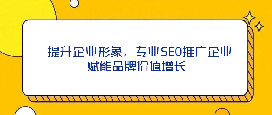  提升企業(yè)形象，專業(yè)SEO推廣企業(yè)賦能品牌價值增長