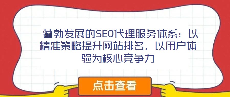  蓬勃發(fā)展的SEO代理服務(wù)體系：以精準(zhǔn)策略提升網(wǎng)站排名，以用戶體驗為核心競爭力