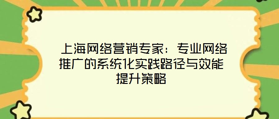  上海網(wǎng)絡(luò)營(yíng)銷(xiāo)專(zhuān)家：專(zhuān)業(yè)網(wǎng)絡(luò)推廣的系統(tǒng)化實(shí)踐路徑與效能提升策略