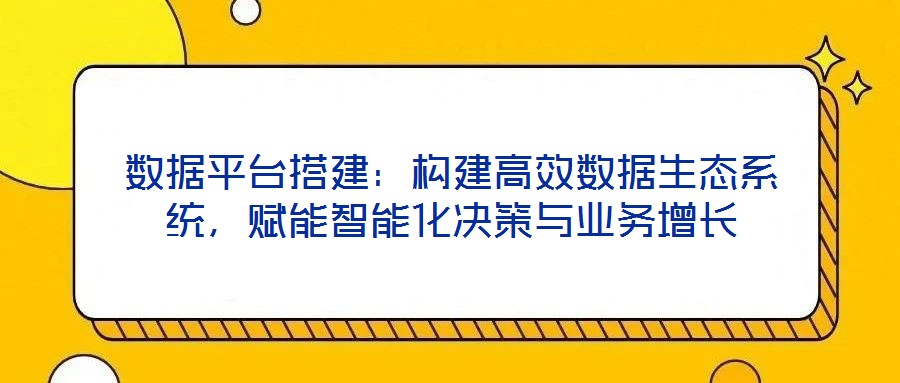 數(shù)據(jù)平臺搭建：構(gòu)建高效數(shù)據(jù)生態(tài)系統(tǒng)，賦能智能化決策與業(yè)務(wù)增長