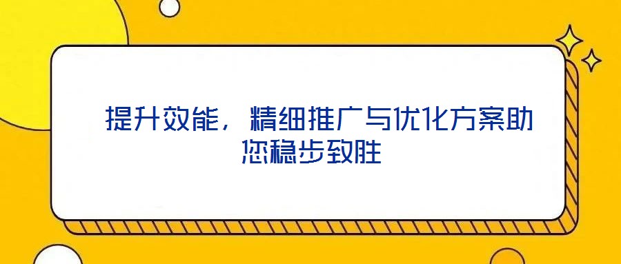  提升效能，精細推廣與優(yōu)化方案助您穩(wěn)步致勝