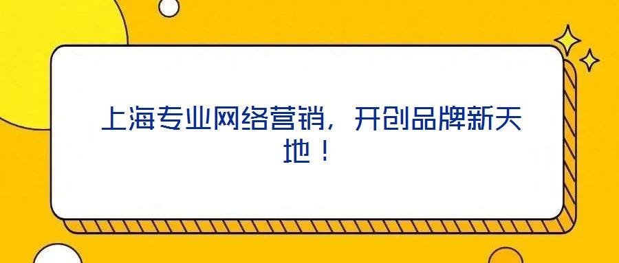 上海專業(yè)網絡營銷，開創(chuàng)品牌新天地！